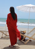 Red Embroidered Winter Linen 3PC Suit