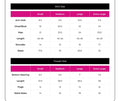 Size chart for shirts and trousers with measurements in centimeters.