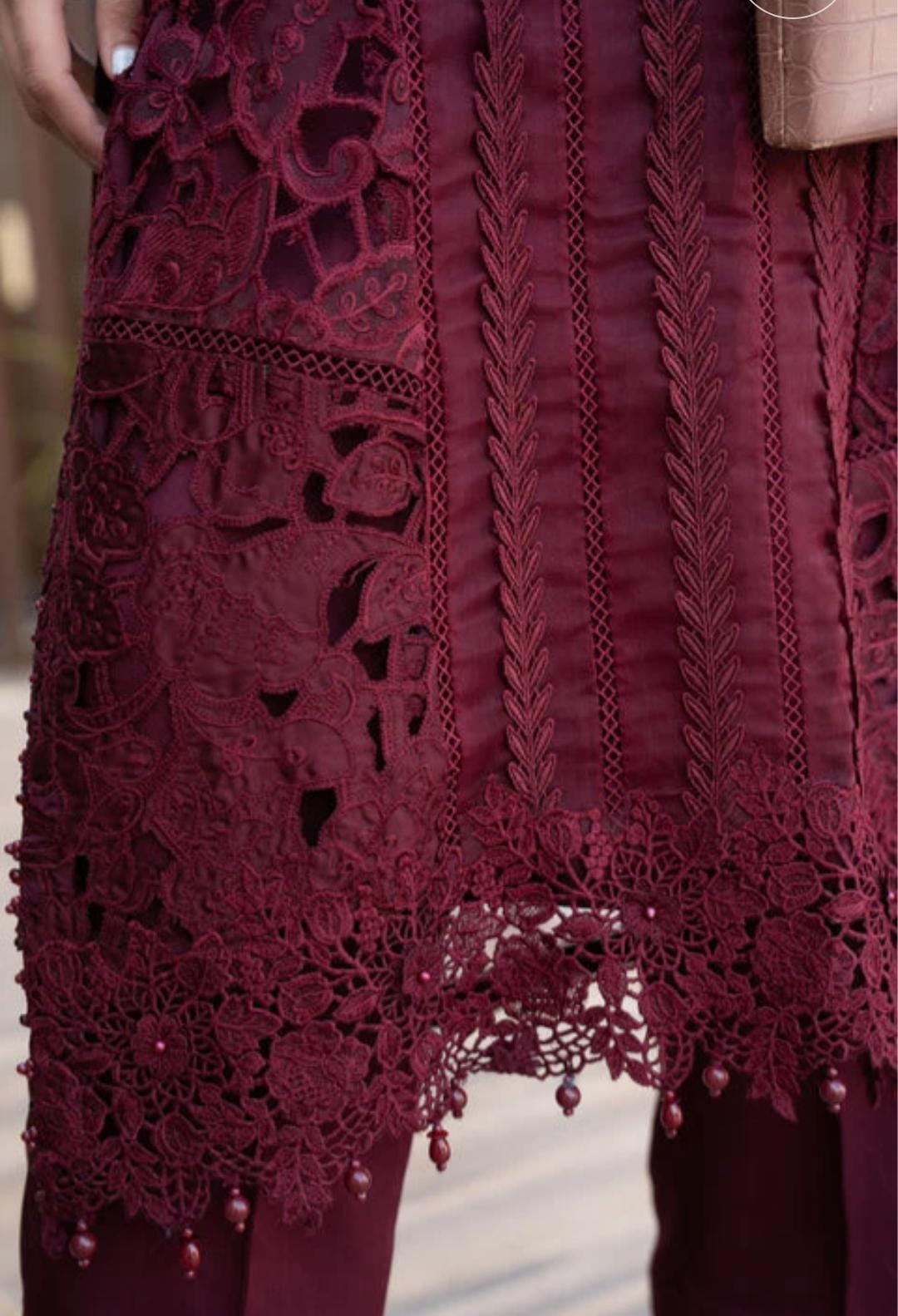 Maroon Cutwork Organza Shirt with Monar Dupatta