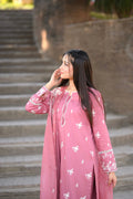 Embroidered 3-piece lawn suit with chiffon dupatta - embroidery detail