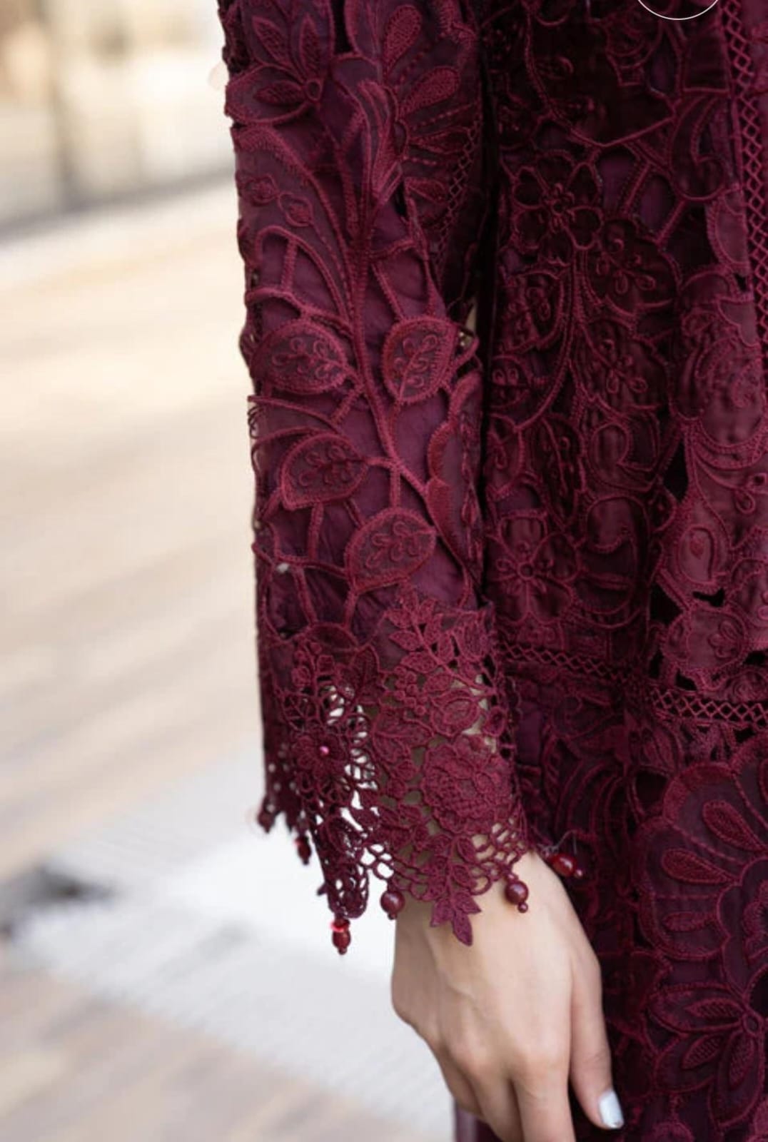 Maroon Cutwork Organza Shirt with Monar Dupatta
