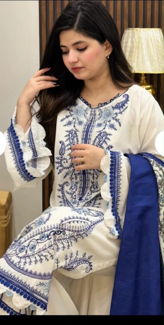 3-piece embroidered dress - Pakistani party wear Saudi Arabia