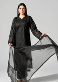 Black embroidered 3-piece winter cotton suit - Pakistani dress Saudi Arabia