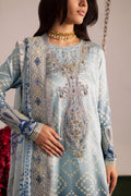 Rimzey aqua blue Pakistani lawn 3-piece dress with embroidered shirt, trouser and dupatta