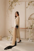 Premium cotton beige kurta trouser and dupatta set