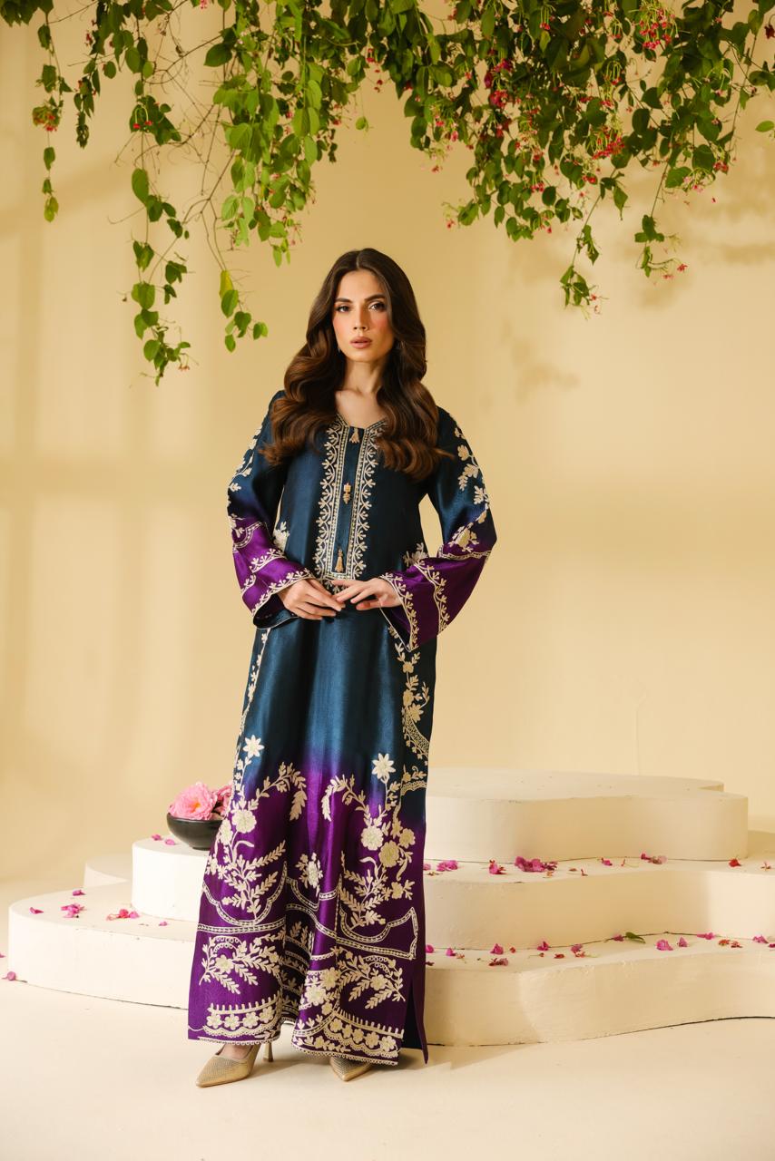 Deep purple silk grip kurta set for women festive and party wear